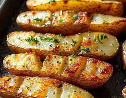 BEST EASY SHEET PAN SCORED POTATOES